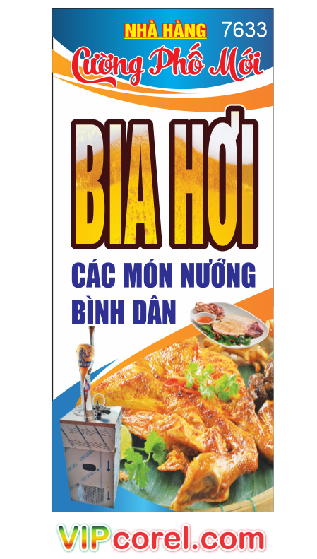 Biển Nhà Hàng Cường Phố Mới - Bia Hơi file corel