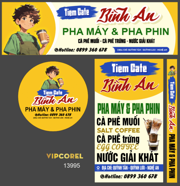 Biển QC Tiệm Cà phê pha máy - cà phê muối