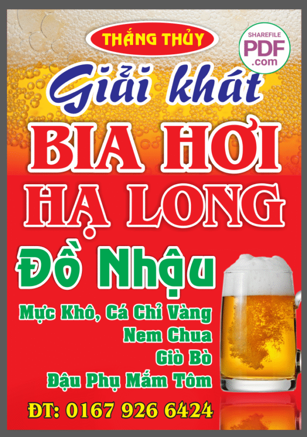 Biển Thắng Thủy - Bia hơi Hạ Long đồ nhậu file PDF & CDR