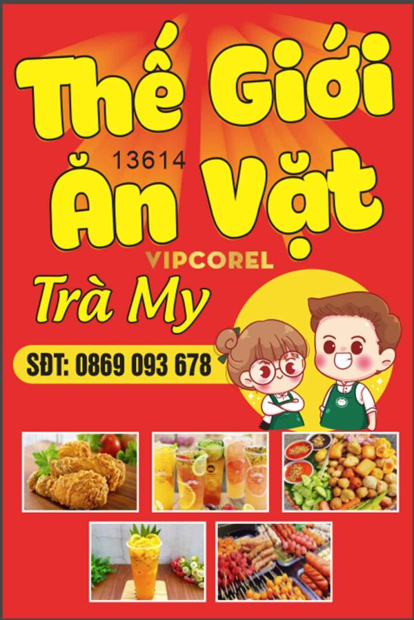 Biển vẫy thế giới ăn vặt Trà My file corel