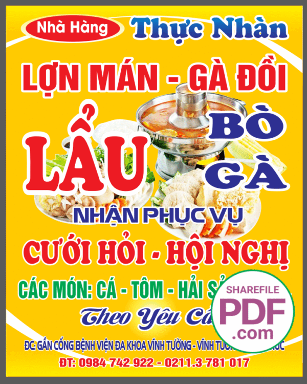 Biển Nhà Hàng Thực Nhàn - Lợn mán - gà đồi file PDF & CDR