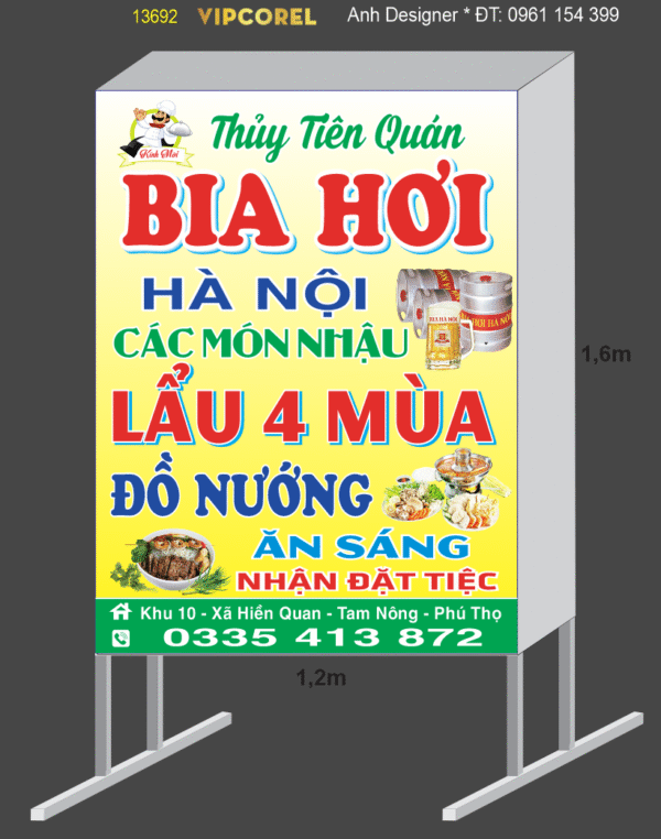 Biển vẫy QC Bia Hơi Thủy Tiên Quán #2 file corel
