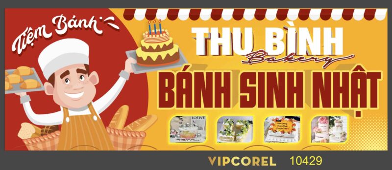 Biển QC Tiệm bánh sinh nhật Thu Bình vector