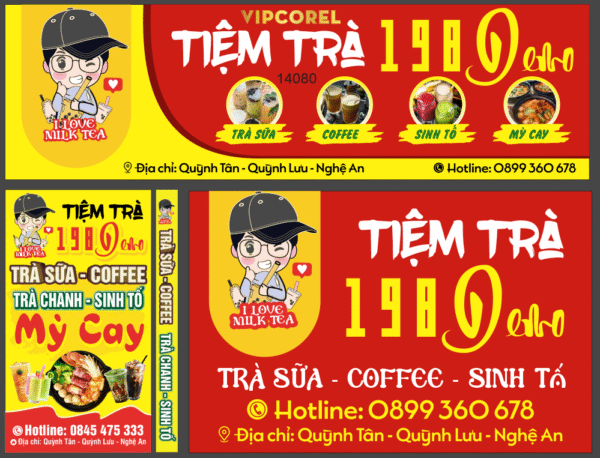 Biển QC Tiệm Trà 198 - trà sữa coffee file corel