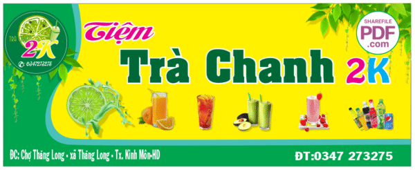 Biển Tiệm trà chanh 2K file PDF & CDR