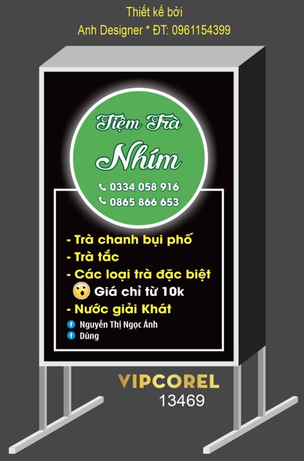 Biển vẫy tiệm trà nhím - trà chanh bụi phố