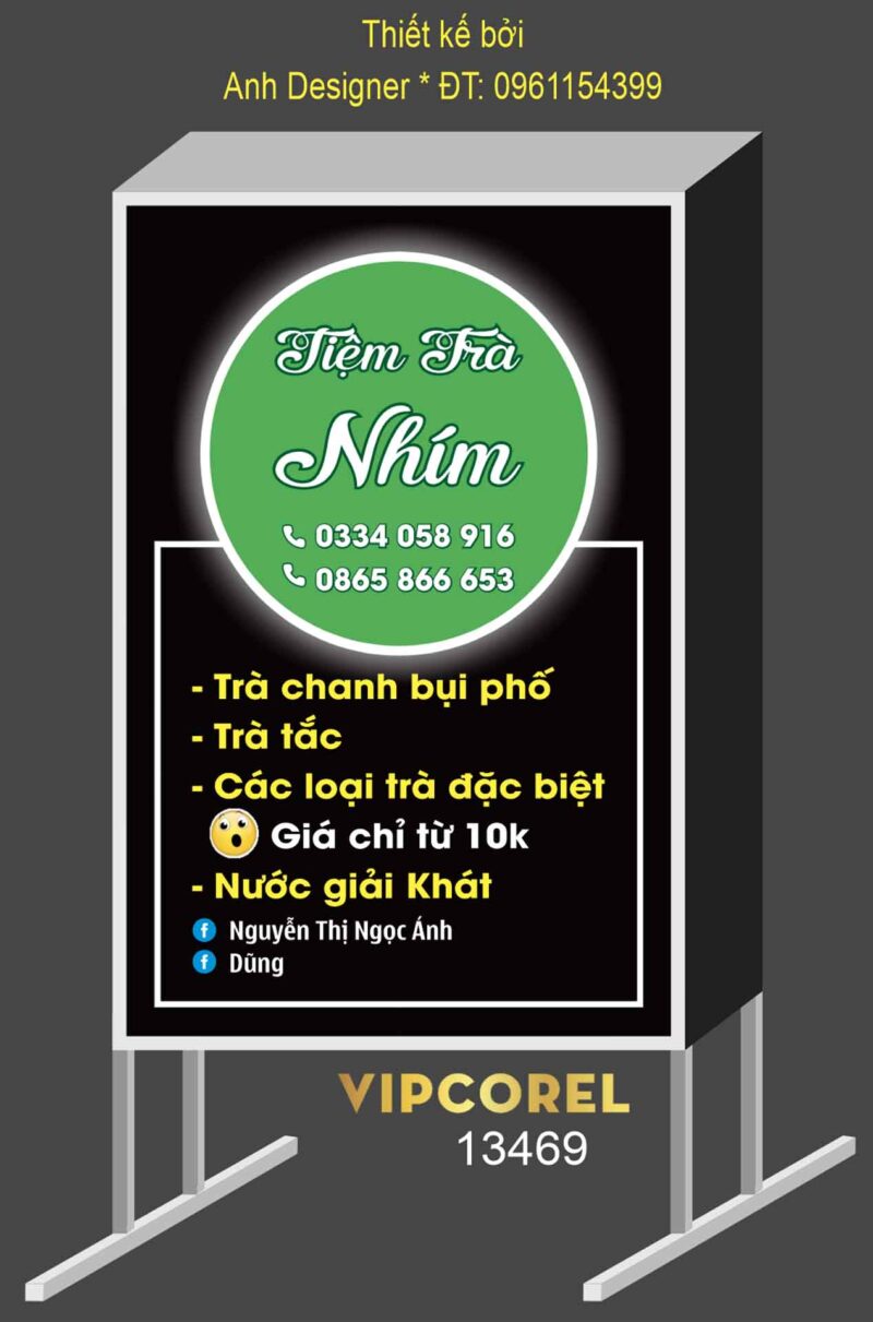 Biển vẫy tiệm trà nhím - trà chanh bụi phố