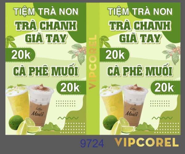 Biển vẫy tiệm trà non - trà chanh giã tay - cà phê muối