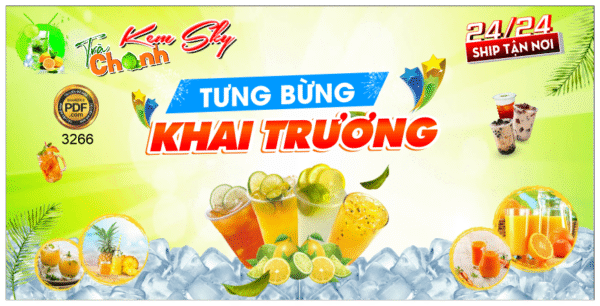 Market Trà chanh Kem Sky tưng bừng khai trương file Corel