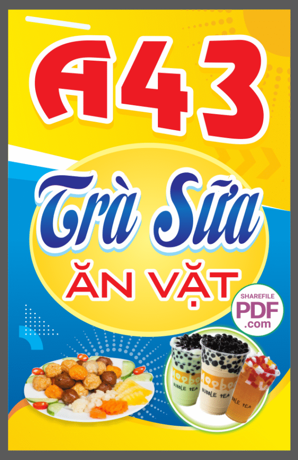 Biển vẫy A43 Trà sữa - ăn vặt file PDF & CDR