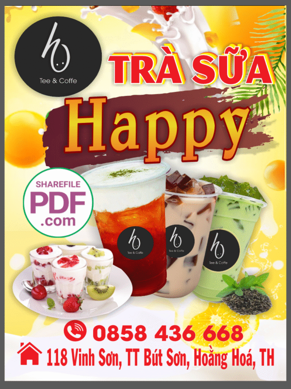 Biển vẫy Trà sữa Happy file PDF & CDR