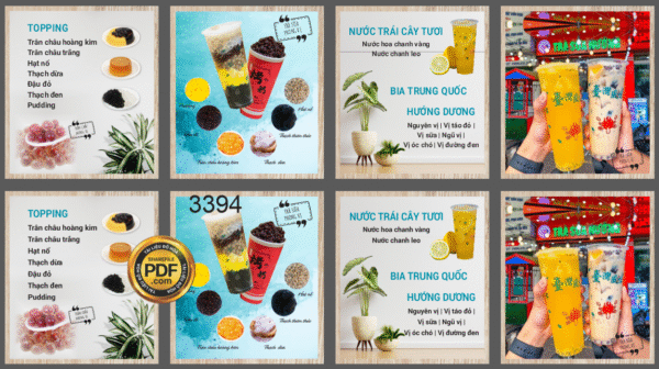Market menu quán trà sữa phong vị file Corel