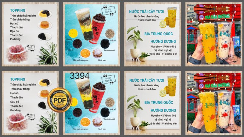 Market menu quán trà sữa phong vị file Corel