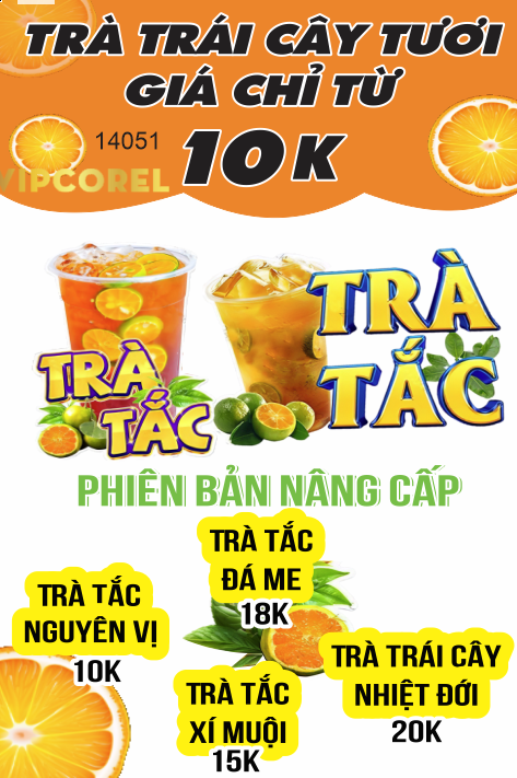 Poster Trà trái cây tươi - Trà tắc file corel