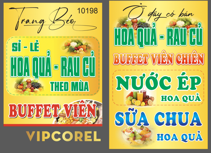 Biển vẫy Hoa quả - củ quả - buffet viên chiên