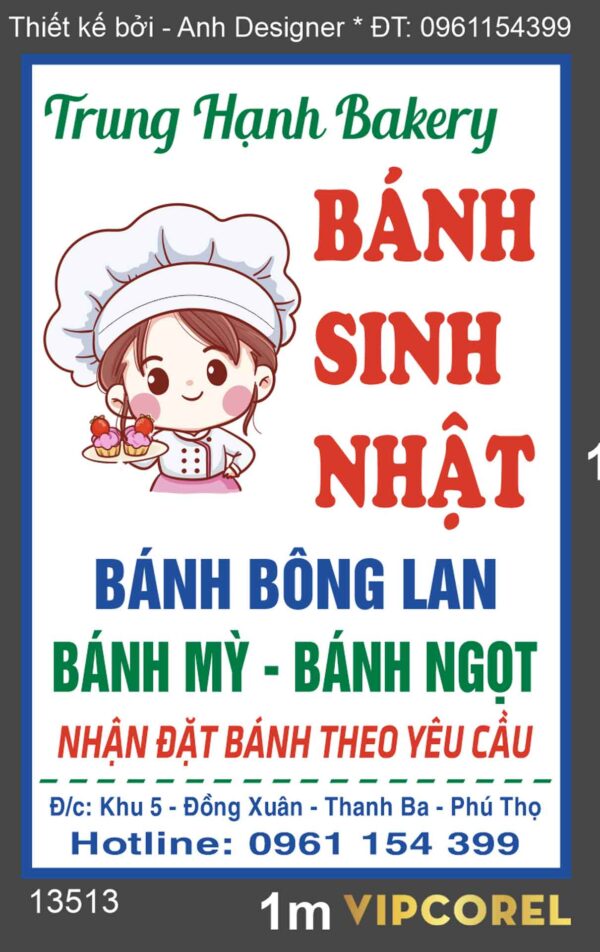 Biển Quảng Cáo Bánh sinh nhật Trung Hạnh Bakery file corel