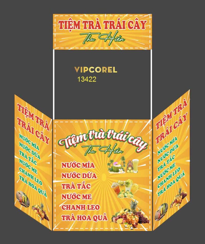 Trang trí quầy Tiệm trà trái cây file corel