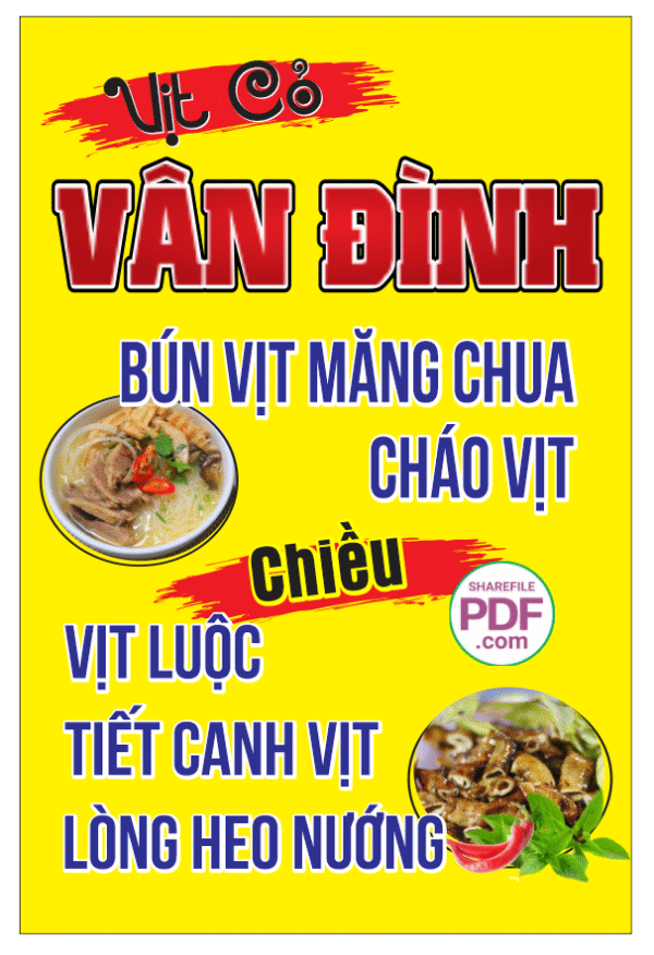 Biển Vịt cỏ Vân Đình - Bún vịt măng chua file PDF & CDR