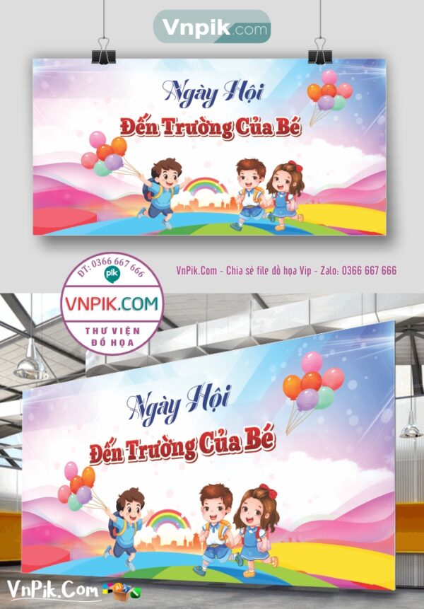Backdrop Sân Khấu Khai Giảng Đẹp 2024 – 2025 File Corel Mẫu 40
