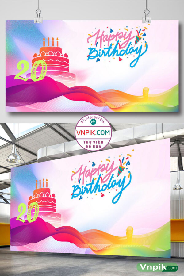 Background chúc mừng sinh nhật tuổi 20 file corel x7