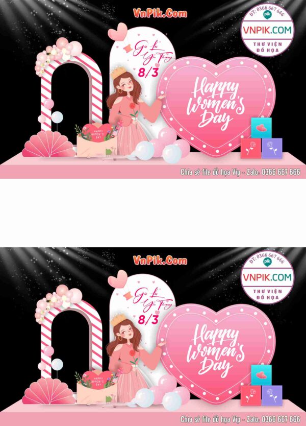 Decor 8 tháng 3 khung chụp hình ngày quốc tế phụ nữ vector 05