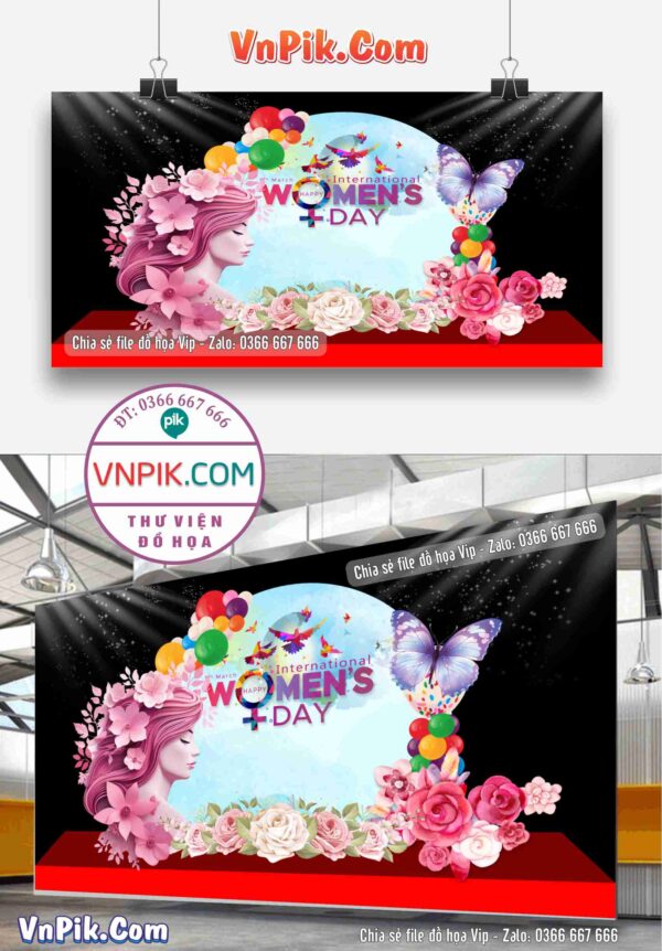 Decor 8 tháng 3 khung chụp hình ngày quốc tế phụ nữ vector 06