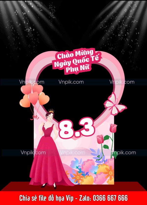 Decor 8 tháng 3 khung chụp hình ngày quốc tế phụ nữ vector 20