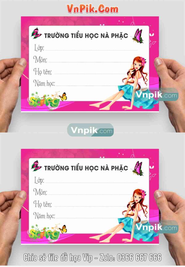 File Tem Nhãn Vở Đẹp File Corel X7 Mẫu 33