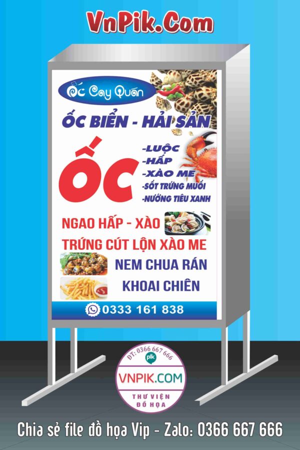 Mẫu biển vẫy quán ốc cay ốc biển hải sản