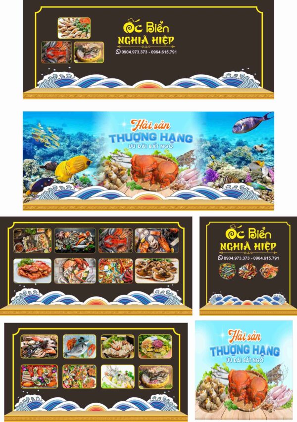 Mẫu biển vẫy quán ốc cay ốc biển nghĩa hiệp