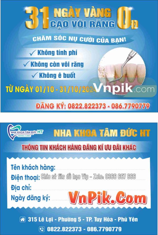 Mẫu tờ rơi nha khoa tâm đức