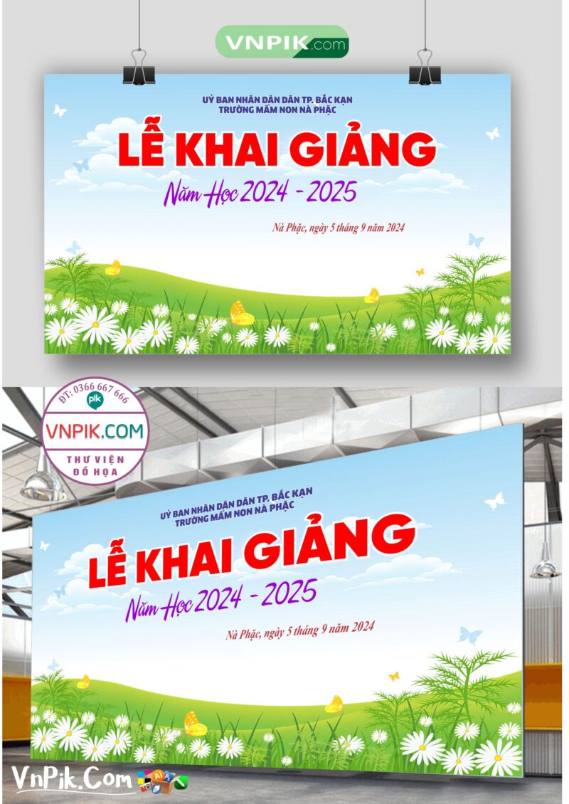 Backdrop Sân Khấu Khai Giảng Đẹp 2024 – 2025 File Corel Mẫu 10