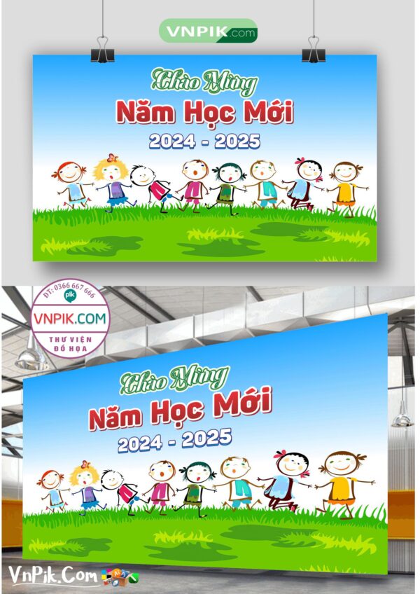 Backdrop Sân Khấu Khai Giảng Đẹp 2024 – 2025 File Corel Mẫu 12