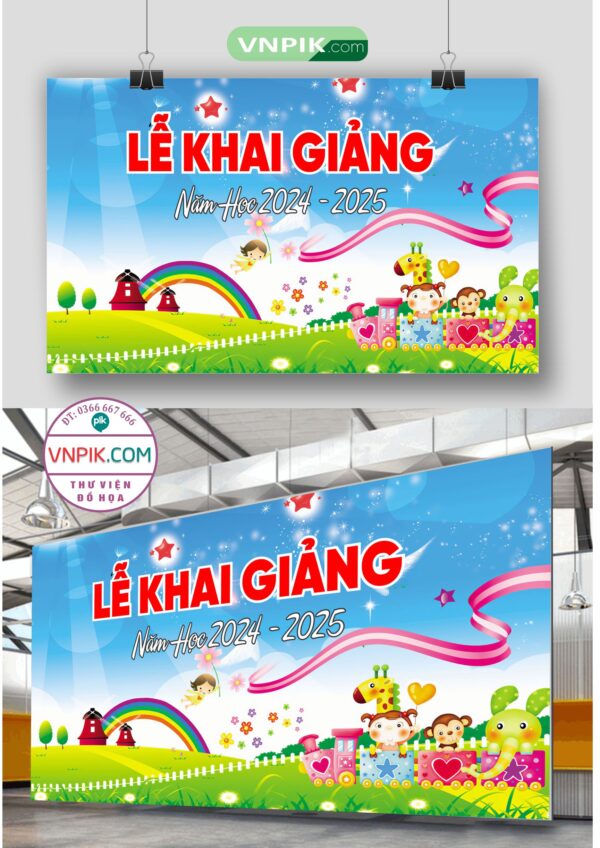 Backdrop Sân Khấu Khai Giảng Đẹp 2024 – 2025 File Corel Mẫu 50
