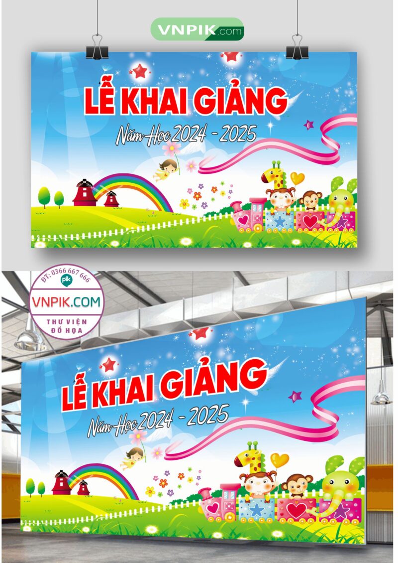 Backdrop Sân Khấu Khai Giảng Đẹp 2024 – 2025 File Corel Mẫu 50
