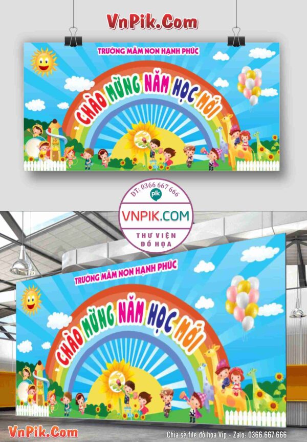 Backdrop Sân Khấu Khai Giảng Đẹp 2024 – 2025 File Corel Mẫu 58