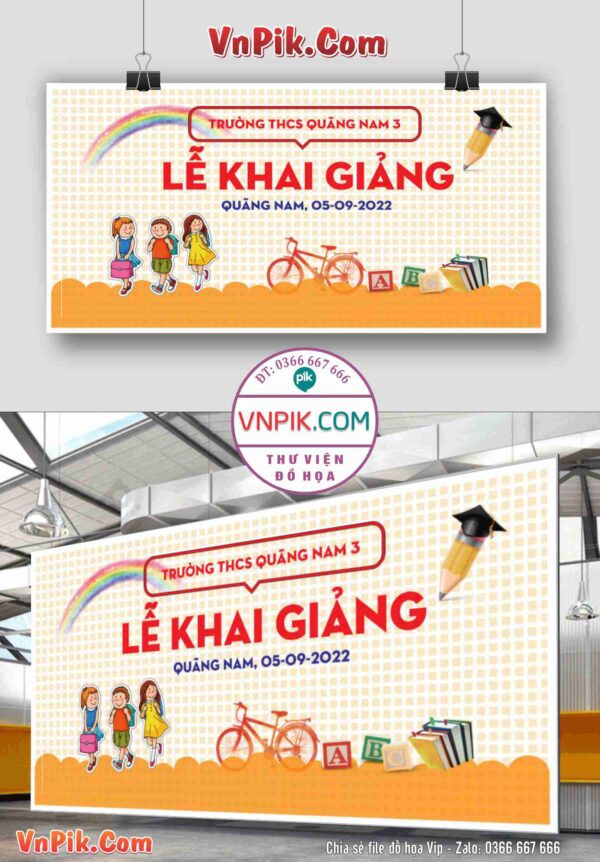 Backdrop Sân Khấu Khai Giảng Đẹp 2024 – 2025 File Corel Mẫu 61
