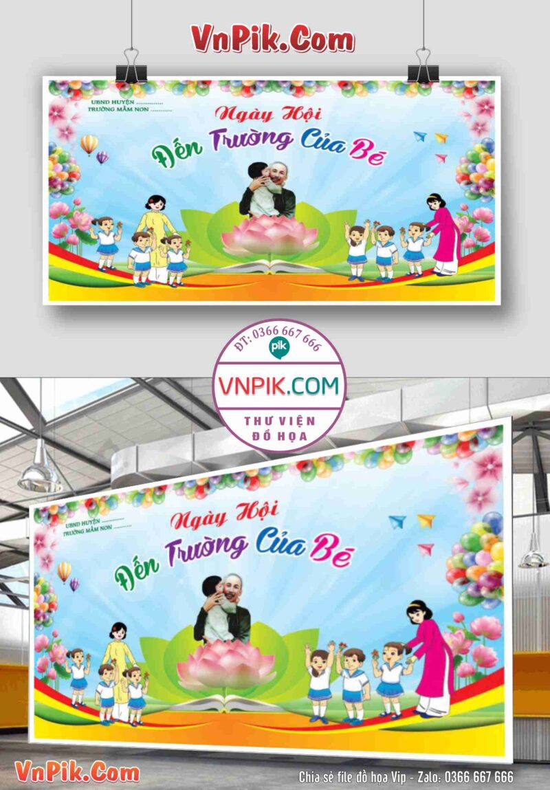 Backdrop Sân Khấu Khai Giảng Đẹp 2024 – 2025 File Corel Mẫu 64