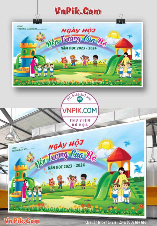 Backdrop Sân Khấu Khai Giảng Đẹp 2024 – 2025 File Corel Mẫu 67