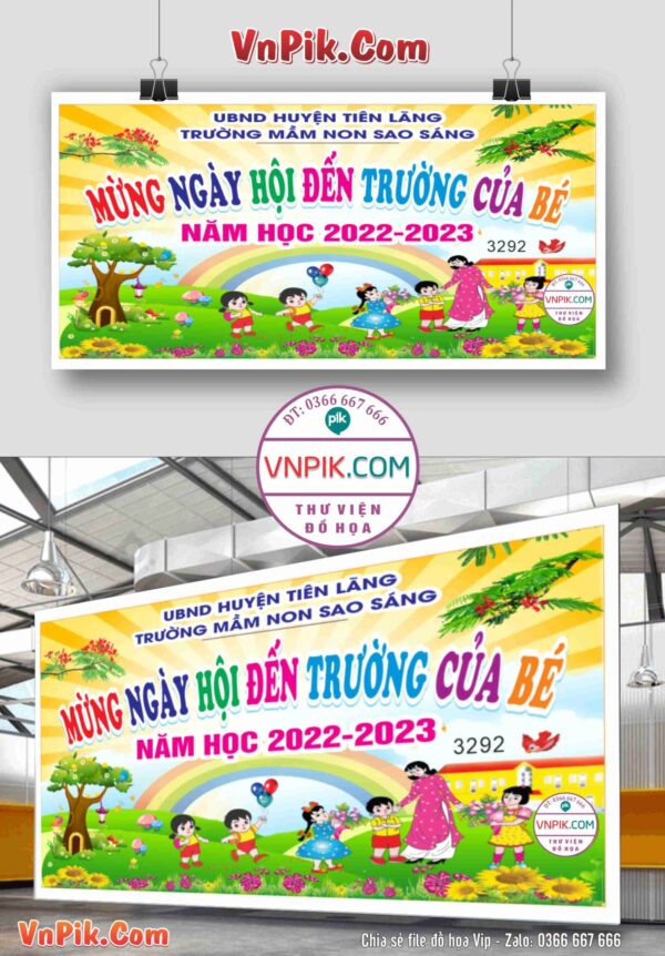 Backdrop Sân Khấu Khai Giảng Đẹp 2024 – 2025 File Corel Mẫu 82