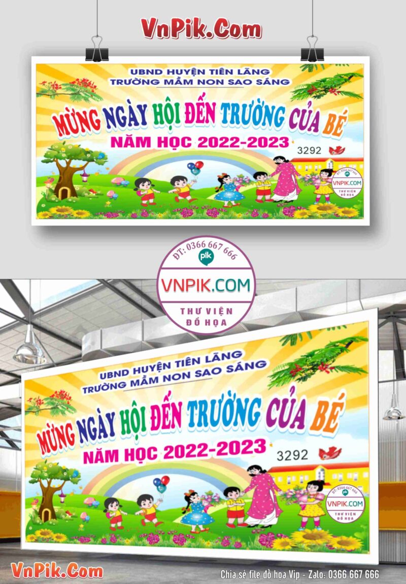 Backdrop Sân Khấu Khai Giảng Đẹp 2024 – 2025 File Corel Mẫu 82
