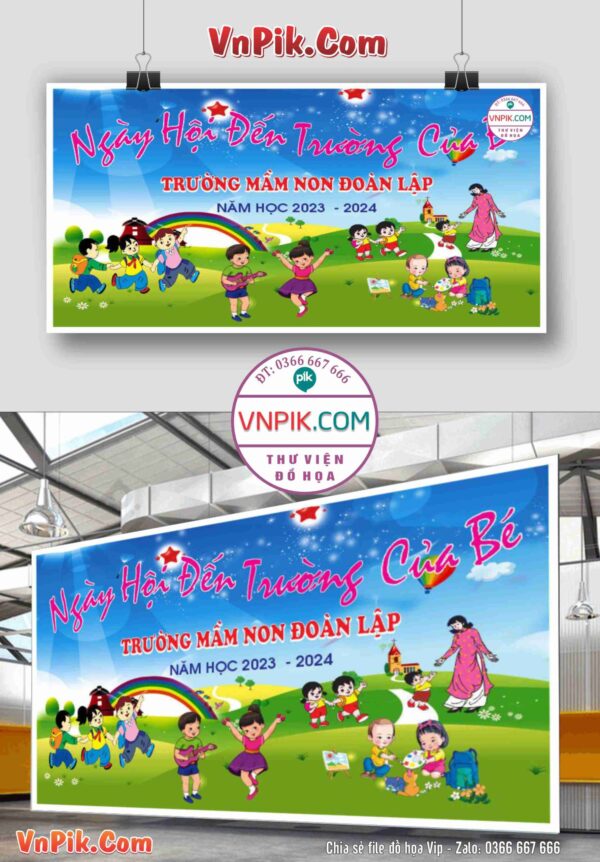 Backdrop Sân Khấu Khai Giảng Đẹp 2024 – 2025 File Corel Mẫu 83