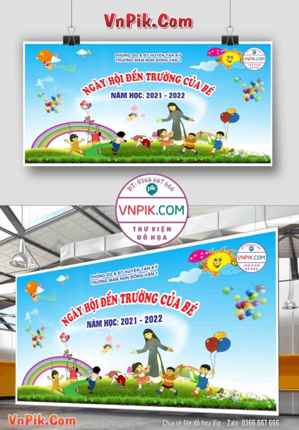 Backdrop Sân Khấu Khai Giảng Đẹp 2024 – 2025 File Corel Mẫu 84