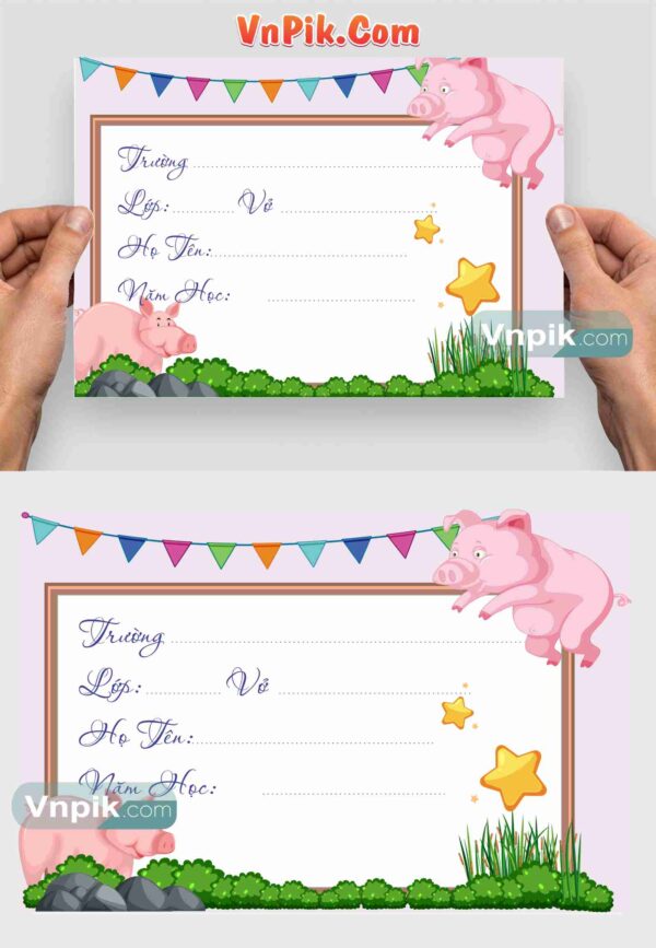 File Tem Nhãn Vở Đẹp File Corel X7 Mẫu 16