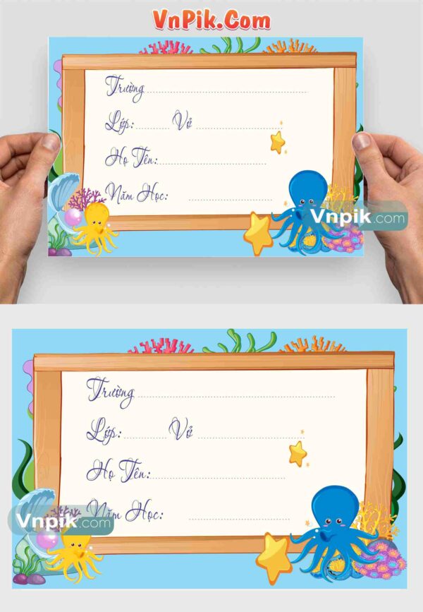 File Tem Nhãn Vở Đẹp File Corel X7 Mẫu 2