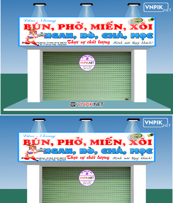 Mẫu biển ăn uống Lâm Nhung, bún phở miến xôi