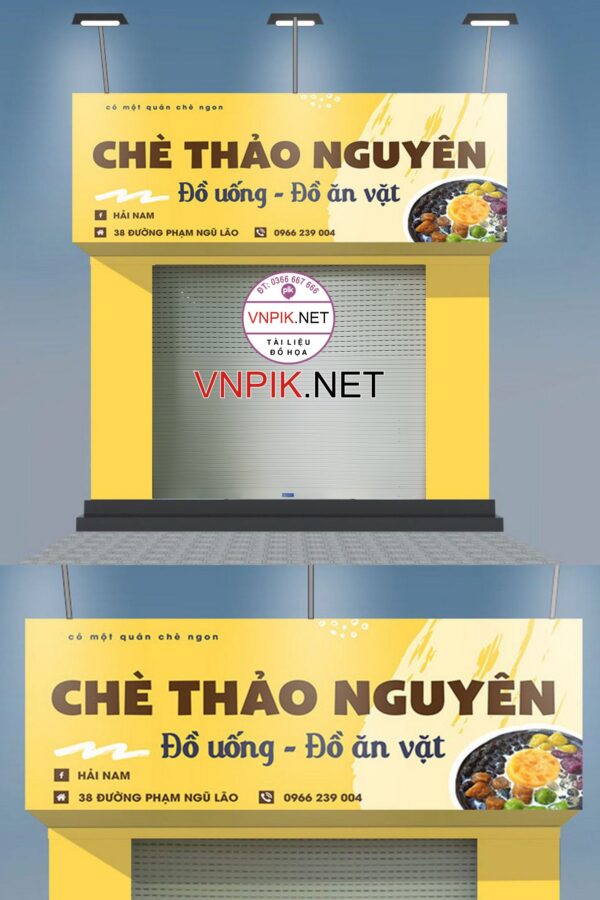 Mẫu bảng hiệu quán chè thảo nguyên file corel