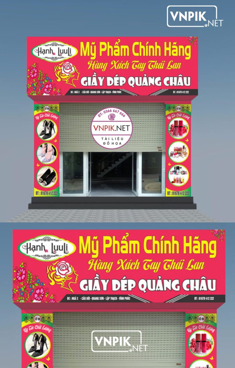 Mẫu biển shop Hạnh luuli mỹ phẩm chính hãng, giày dép quảng châu