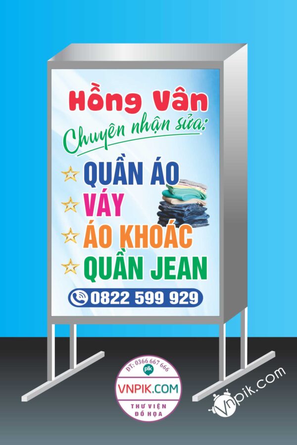 Biển vẫy quảng cáo Hồng Vân – chuyên nhận sửa quần áo file vector coreldraw x7