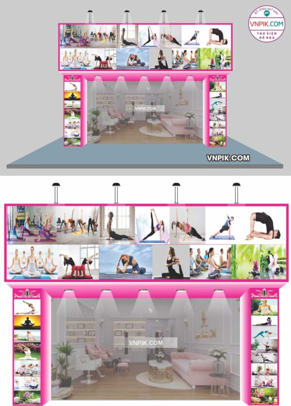 Biển quảng cáo trung tâm tập Yoga file vector